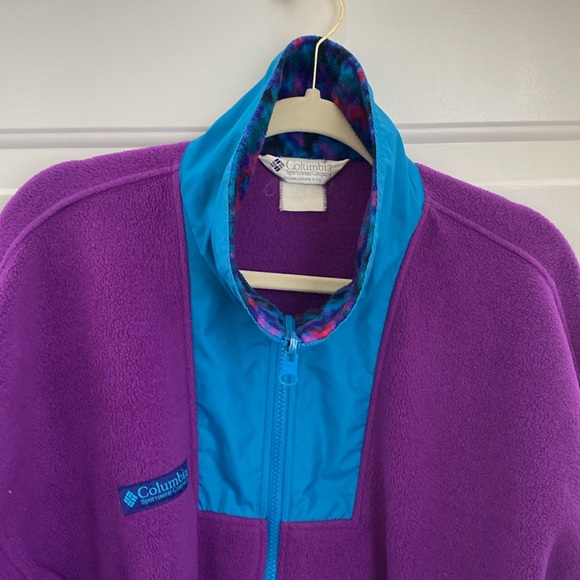 Vintage 90’s Columbia Aztec Purple Fleece Full Zip. Size Large - Picture 8 of 12